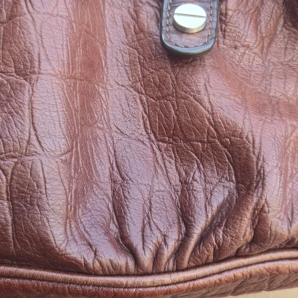 B. Makowsky Brown Leather Hobo Snake Animal Skin Shoulder Bag - Picture 4 of 16